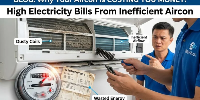 Digital electricity meter showing high power consumption due to inefficient aircon
