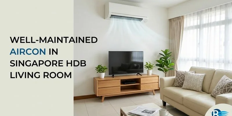Well-maintained aircon unit cooling a comfortable Singapore HDB living room