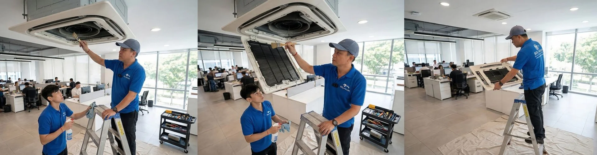 Aircon servicing in progress